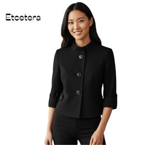 Anthropologie Etcetera Black Cropped Jacket Size 4